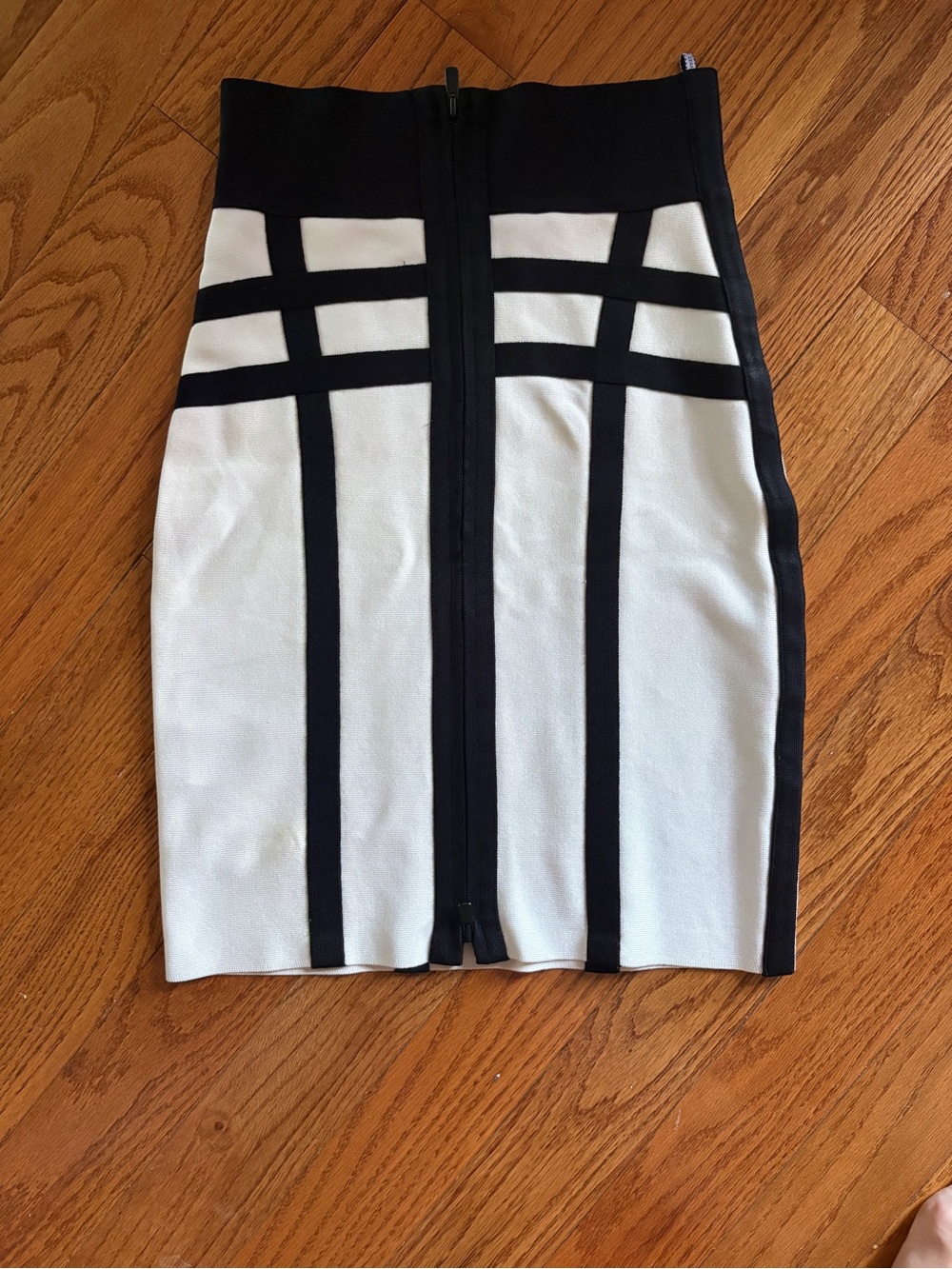 Herve Leger Black and White Panel Bandage Pencil Skirt